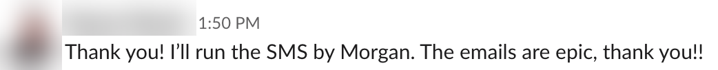 Client message: the emails are epic